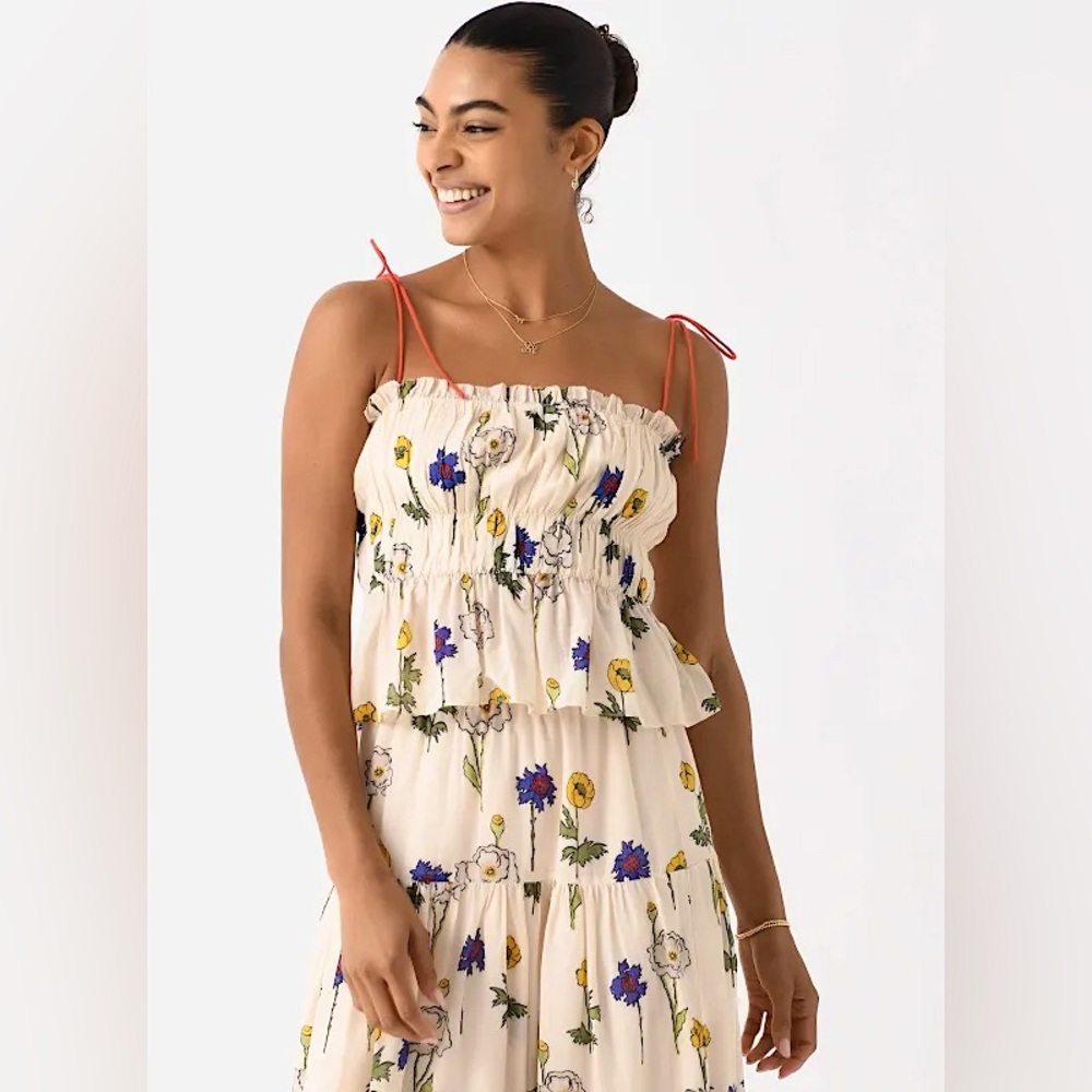 NWT RHODE Cream Floral Print Top